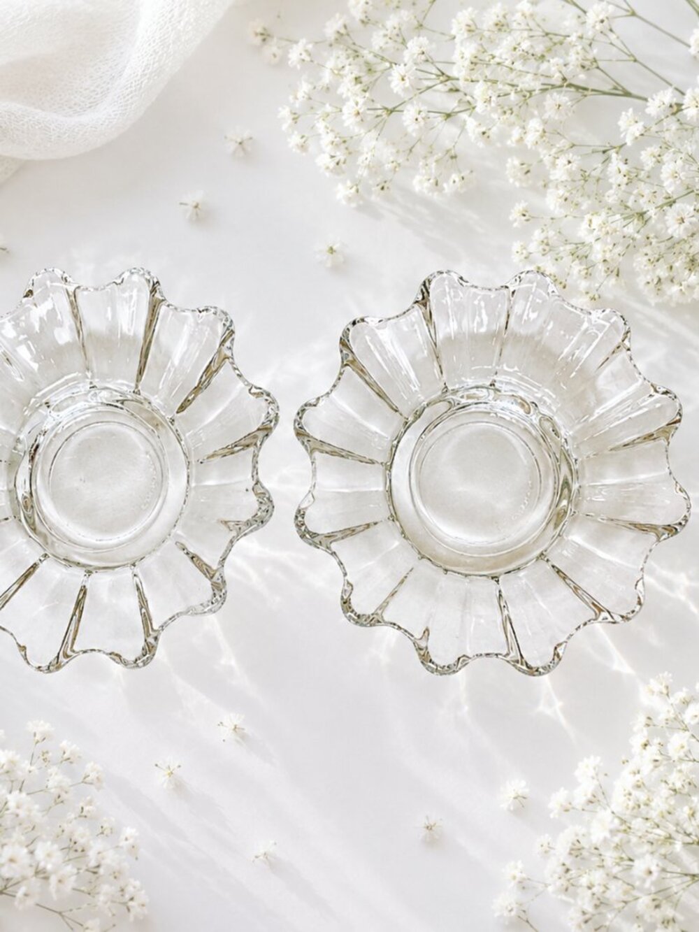 Pair of 2 Vintage Glass Candle Holders Made in U.S.A.
